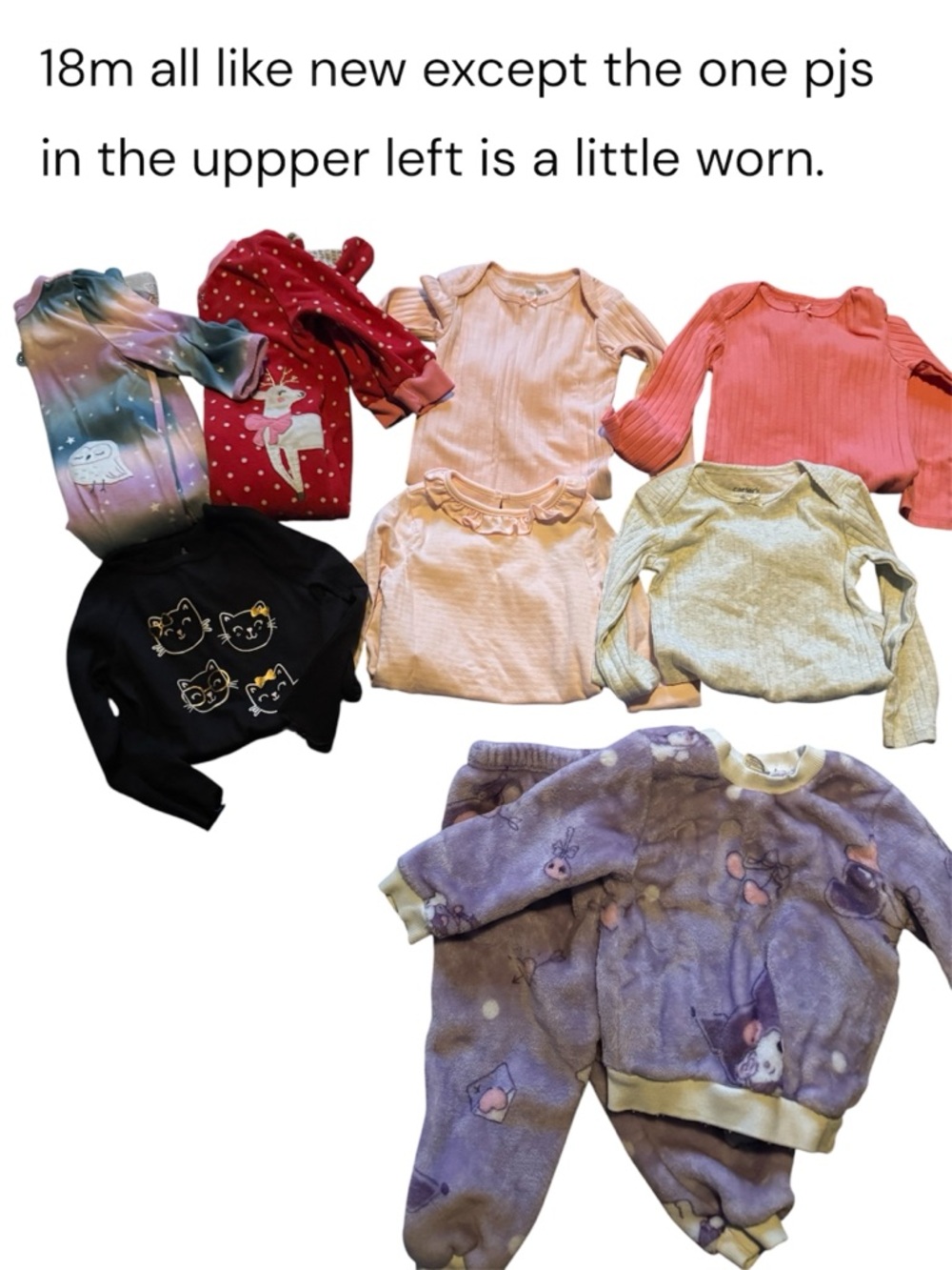 Baby Toddler Girls Mixed Tops & Pajama Set - Pastel Pink, Coral, Lavender, Black